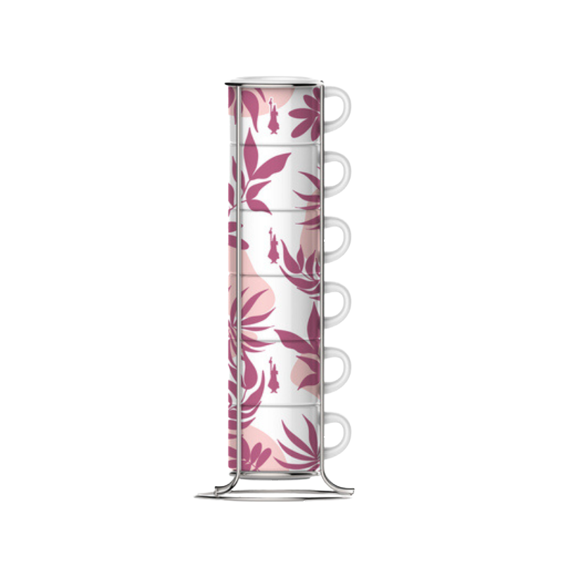 bialetti zestaw 6 filiżanek do espresso na stojaku primavera rose