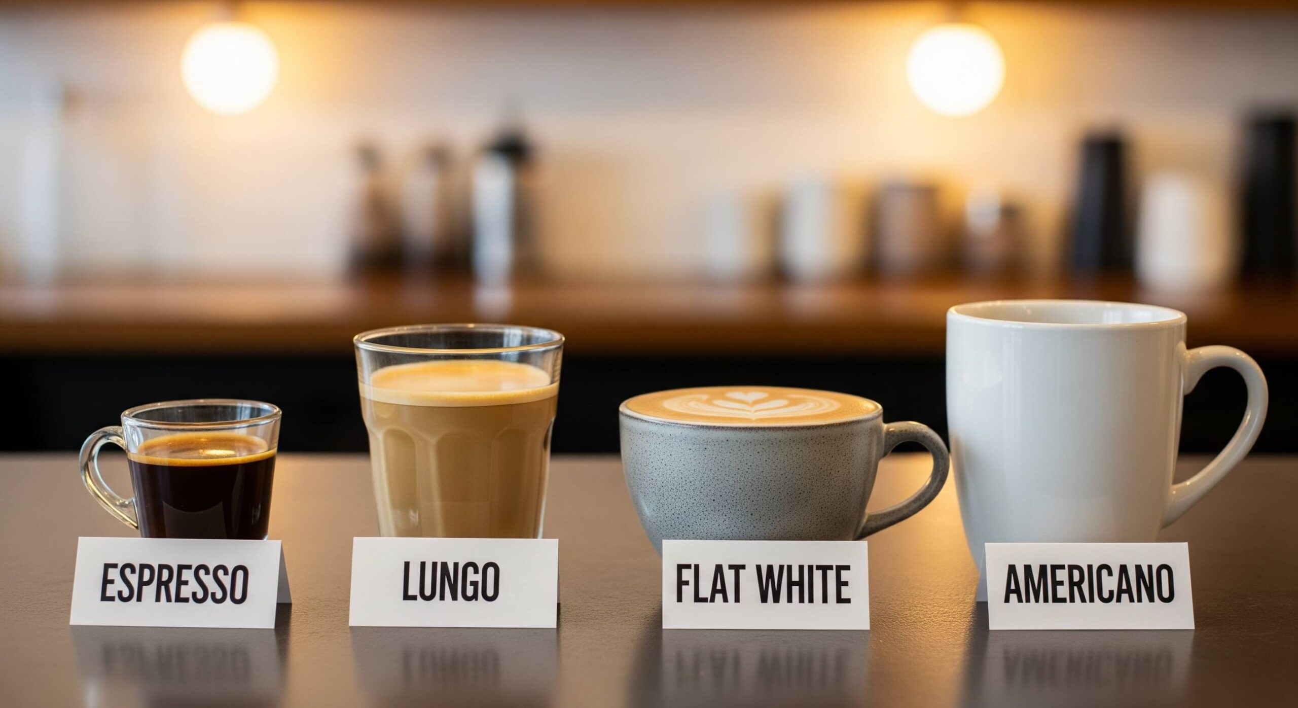 espress lungo flat white americano