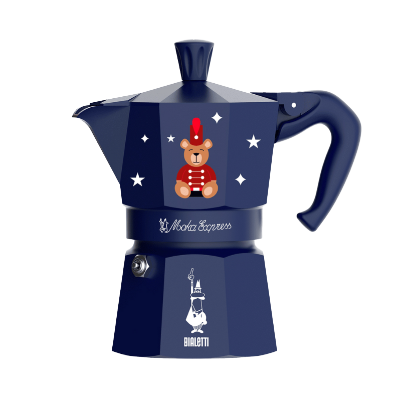 kawiarka bialetti moka express 3tz joyful christmas niebieska